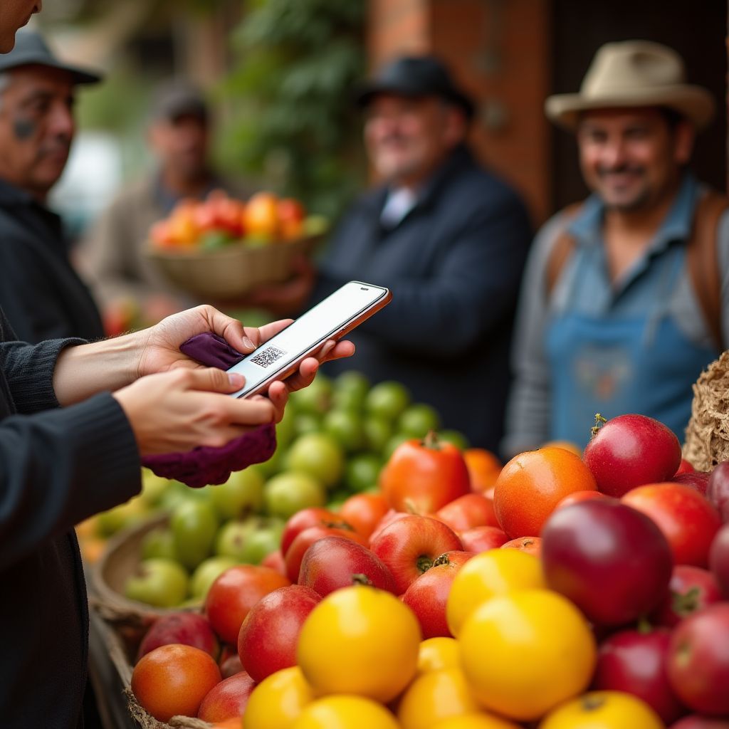 Mercado local aceptando pagos digitales